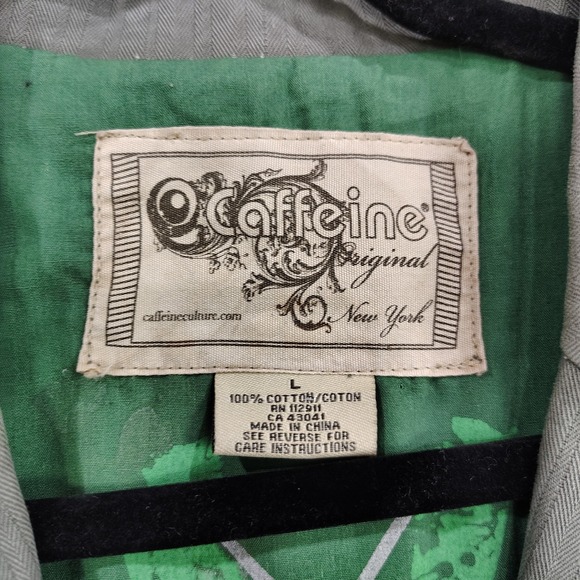 Vtg Mens Caffeine‎ Rave Blazer Jacket Y2K Sz L Military Punk Goth Herringbone - Picture 8 of 13